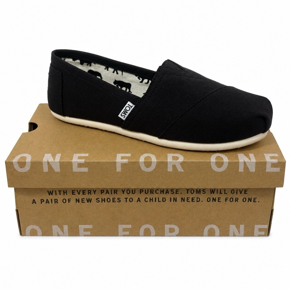 Toms Women's Classic Canvas Slip On Shoes Size 7.5 Wide NWT Black Casual